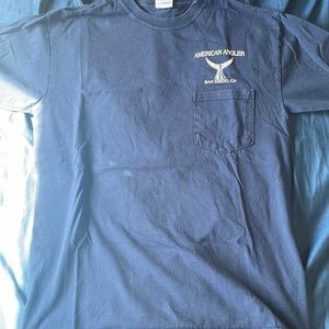 Navy Blue Graphic Pocket Tee - Size Medium - American Angler Decal